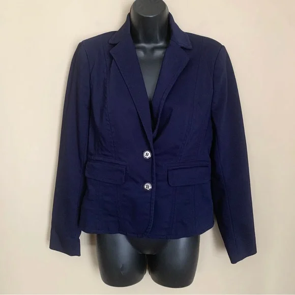 New York & Co Dark Blue Button Skirt Suit - Picture 3 of 15